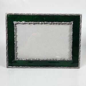 Holly Metal Enamel Picture Frame 4x6 Photos Green Christmas Holiday Festive